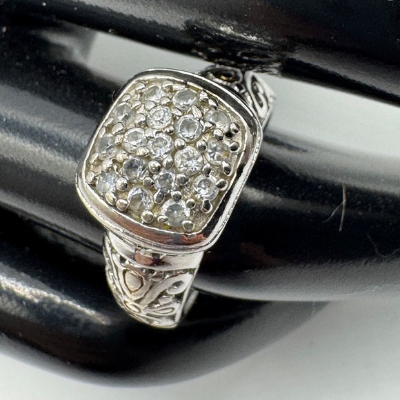 Vintage-Style Sterling Silver Ring with Pave Setting - Size 7 - Picture 9 of 16